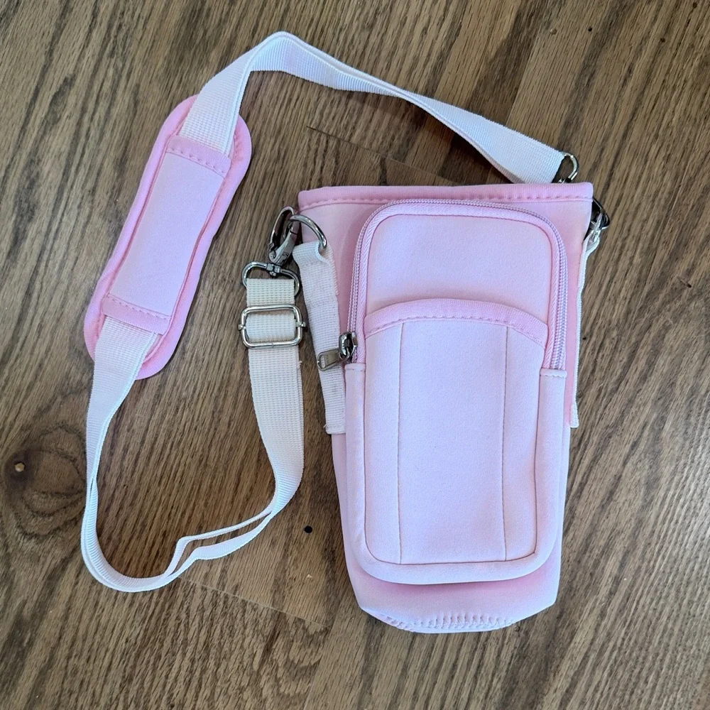 Pink Crossbody Phone and Drink Bag